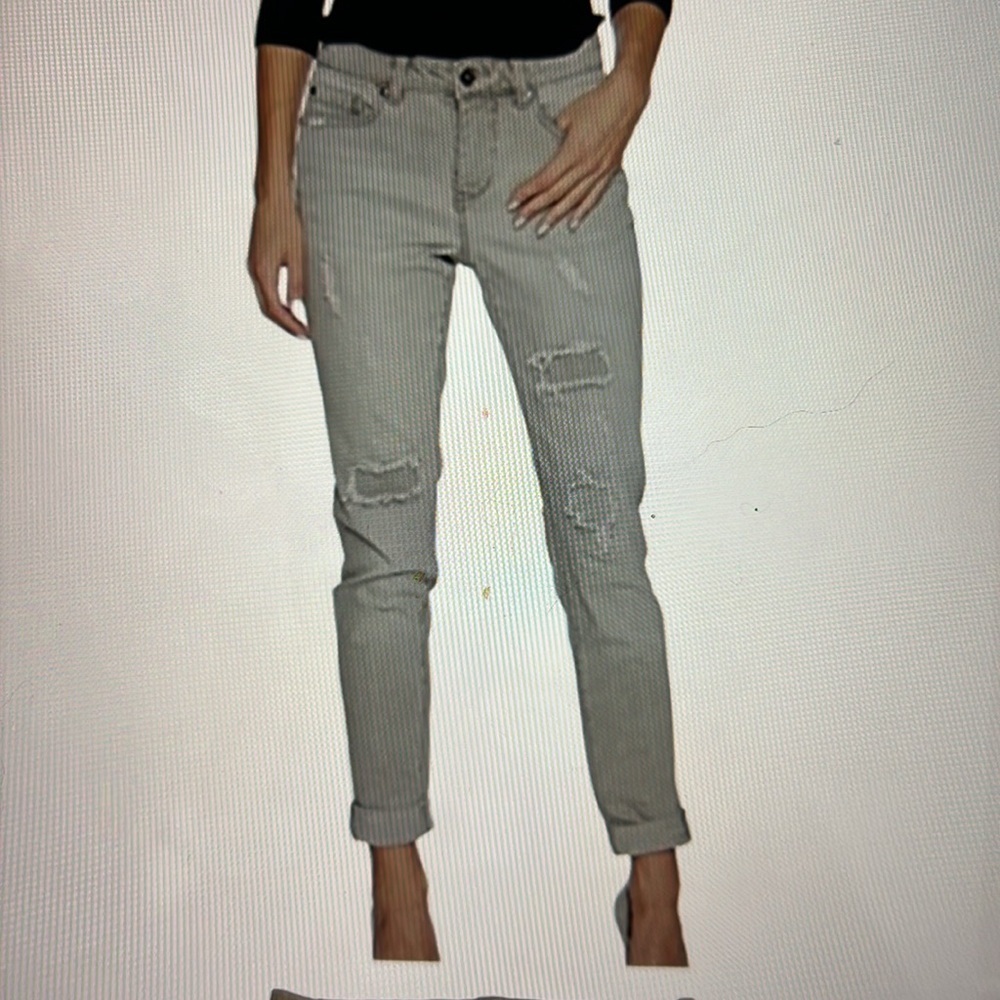 Tribal Distressed Gray Boyfriend Women's Jeans 14